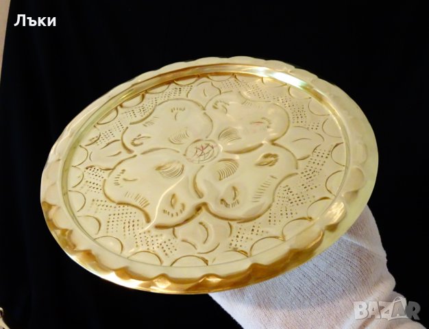 Месингово плато,поднос,пано детелина,късмет. , снимка 4 - Пана - 29612979