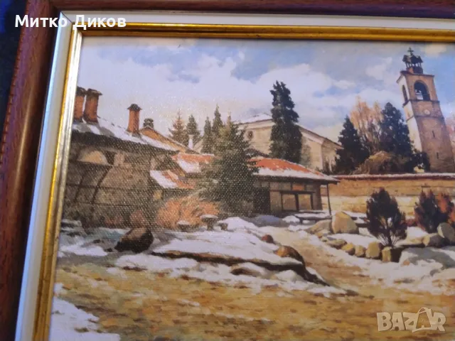 Картина масло авторска на Янко Янков -изглед от Габрово 296х220мм и 228х163мм вътре, снимка 5 - Картини - 49486082