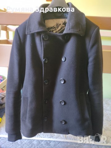 Наситено черно мъжко палто L размер, снимка 4 - Палта - 39095192