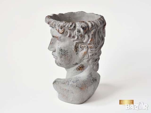 Декоративна кашпа скулптура / Градинска кашпа с формата на мъжки бюст, снимка 6 - Саксии и кашпи - 40513103
