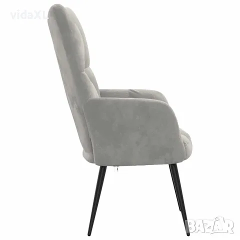 vidaXL Релаксиращ стол, светлосив, кадифе, снимка 4 - Столове - 56146833
