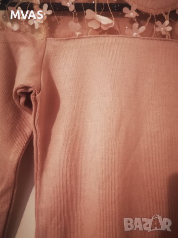 Нова розова рокля с дълъг ръкав S размер, снимка 4 - Рокли - 42852706