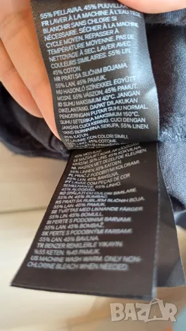 Черна риза от лен и памук S-H&M, снимка 4 - Ризи - 50300266