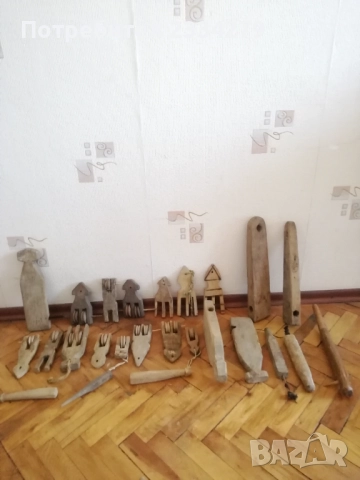 Стари предмети части от дървен стан за тъкане на ръка и уред за продерии. , снимка 3 - Антикварни и старинни предмети - 52388806