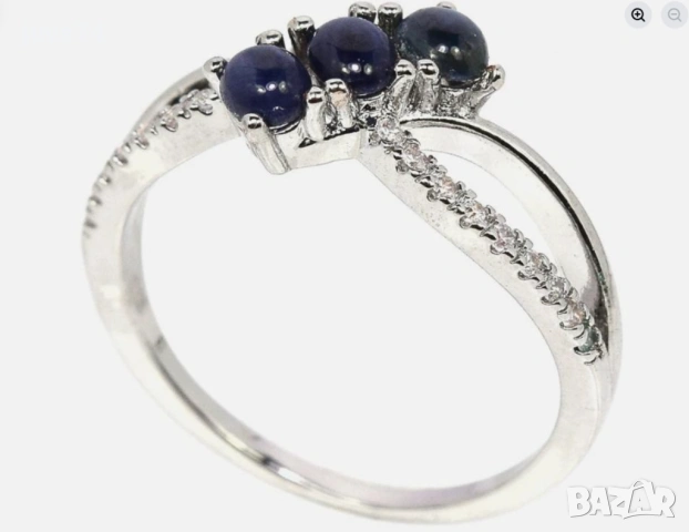 СРЕБЪРЕН ПРЪСТЕН СЪС ЗВЕЗДНИ САПФИРИ (ТАЙЛАНД), снимка 2 - Пръстени - 53975306