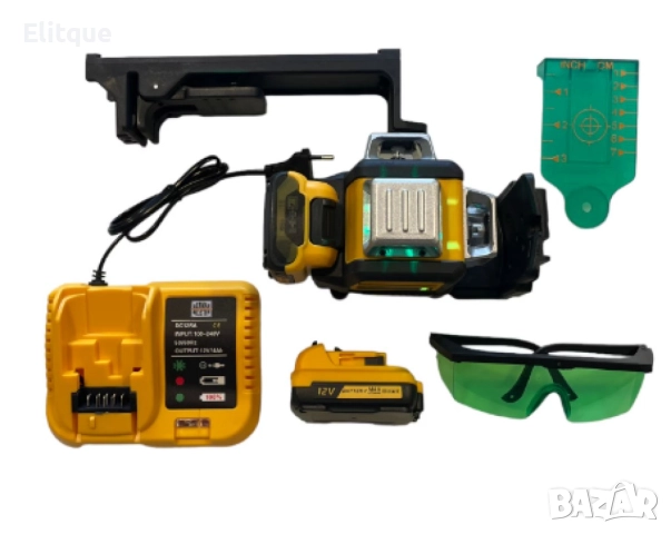 Лазерен 3D -  360 градуса нивелир с 2 батерии 12V 3 AH, 3 лъча, снимка 8 - Други стоки за дома - 52853726