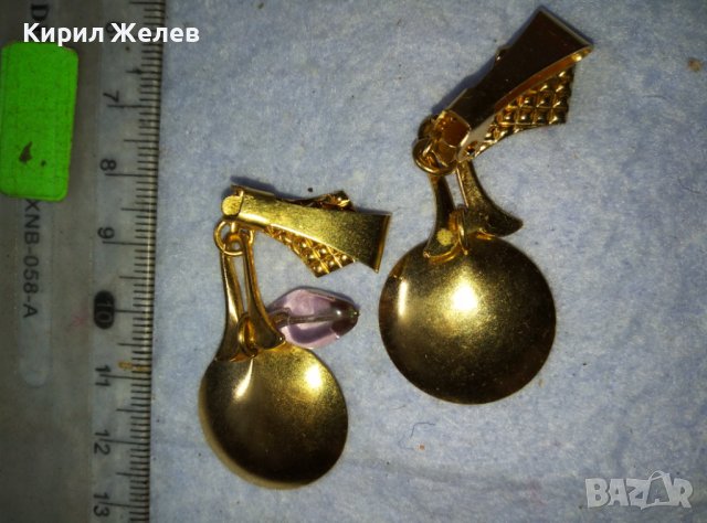 СТАРИ ПОЗЛАТЕНИ РЕТРО КЛИПС ОБЕЦИ от БЛАГОРОДНА СТОМАНА КРИСТАЛ / АМЕТИСТ 38833, снимка 7 - Обеци - 42117521
