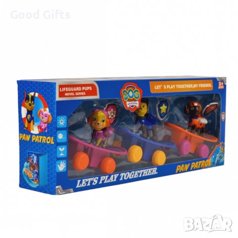 3 броя Комплект Пес патрул кученца с превозни средства, снимка 2 - Коли, камиони, мотори, писти - 42809399