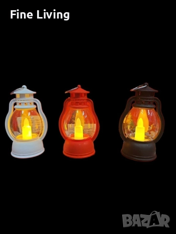 Декоративен светещ фенер тип ретро спиртна лампа на батерии, Размери: 12.6 х 7.7см / Батериите са ка, снимка 2 - Настолни лампи - 52194488
