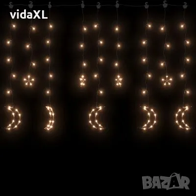 vidaXL Светеща завеса звезди и луни с дистанционно 345 LED топло бяло, снимка 4 - Други - 49248822