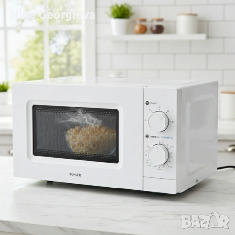 Микровълнова фурна MUHLER MO-5009 20L – 700W, механичен контрол, снимка 4 - Микровълнови - 54028619