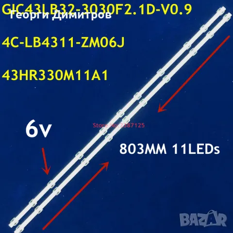 LED BACKLIGHT 4C-LB4311-ZM07J/GIC43LB32_3030F2.1D_V1.0, снимка 1 - Части и Платки - 48745296