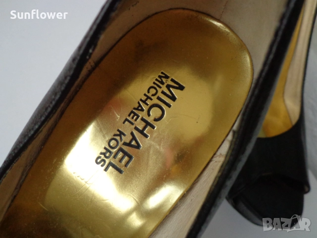 Черни кожени обувки на висок ток и платформа Michael Kors 100% естествена кожа 38 размер, снимка 6 - Дамски обувки на ток - 51790726