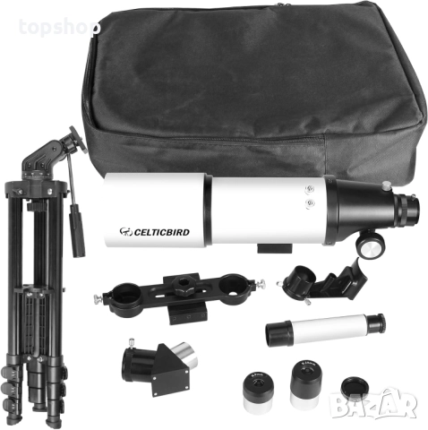 Телескоп с голямо увеличение апертура 80 мм, 600 мм, астрономия, AZ монтировка, раница, лунен филтър, снимка 9 - Екипировка - 51970900