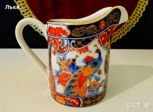 Каничка,латиера японски порцелан Eiwa Kinsei,злато,пауни. , снимка 4 - Антикварни и старинни предмети - 37925329