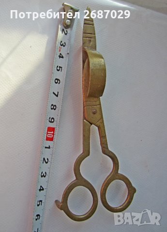 Свещник и Стара ножица за свещи, месинг, бронз антика, метал и свещник, снимка 3 - Антикварни и старинни предмети - 30094908