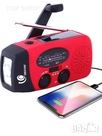 Аварийно метеорологично радио, ръчна манивела със самозахранване