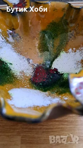 Дизайнерски емайлиран пепелник на медна основа, снимка 5 - Антикварни и старинни предмети - 49624505