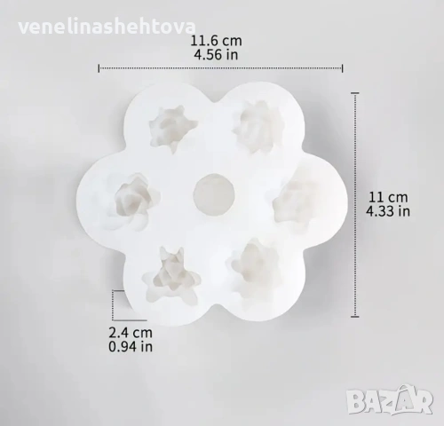 3D 7 цветя сукуленти силиконов молд форма за свещи гипс сапун смола фондан за декорация на торта , снимка 4 - Форми - 54151063