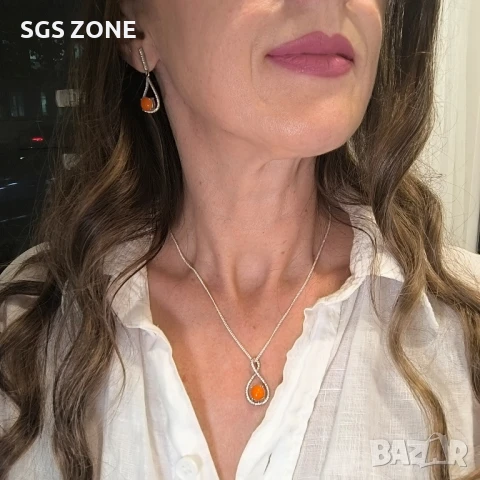 Обеци сребро 925 с естествен опал, снимка 8 - Обеци - 51272924