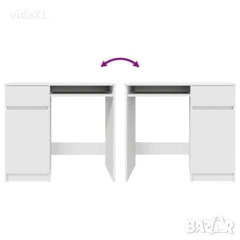 vidaXL Бюро, бяло, 86x49x76 см, инженерно дърво, снимка 9 - Бюра - 56148383