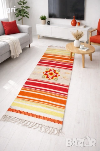 Уникална ръчно тъкана вълнена черга, снимка 2 - Пътеки - 53227308