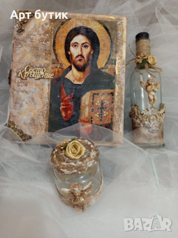 Арт комплект в бароков стил за Св.Кръщение, модел “Исус Христос“ , снимка 11 - Декорация - 52739519