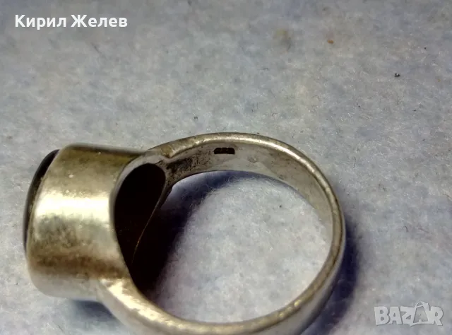 СТИЛЕН РЕТРО АРТ СРЕБЪРЕН ПРЪСТЕН СРЕБРО 925 с ШЛИФОВАН ЧЕРЕН ОНИКС РЪЧНА ИЗРАБОТКА 10089, снимка 4 - Пръстени - 49916921