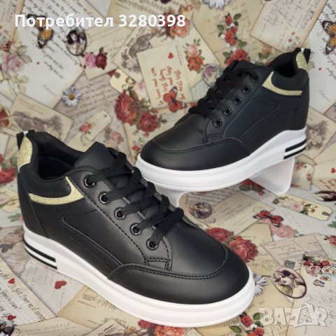 Дамски кецове със скрита платформа модел: ЕV-67 black