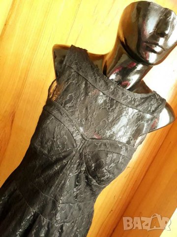 Черна къса рокля с дантела М, снимка 2 - Рокли - 21575399