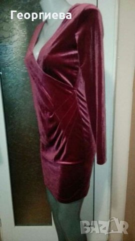Изискана рокля в лилаво кадифе👗🍀XS,S, S/M👗🍀арт.1053, снимка 2 - Рокли - 30621837