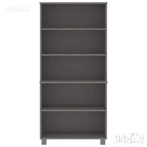 vidaXL Висок шкаф HAMAR, борово дърво масив, светлосив, снимка 3 - Бюфети - 56146546
