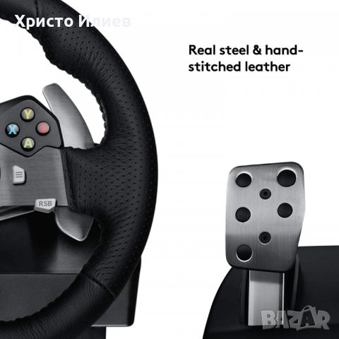 Logitech G920 Кожен Волан с Педали за Xbox One Series S/X PC MAC, снимка 2 - Аксесоари - 39290819