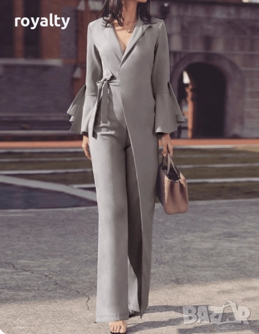 Стилен дамски гащеризон в сив цвят, снимка 2 - Гащеризони - 52155923