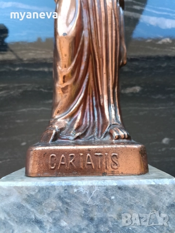 Метална, масивна статуетка на кариатида, архитектурен елемент под формата на женска фигура , снимка 8 - Статуетки - 51762161