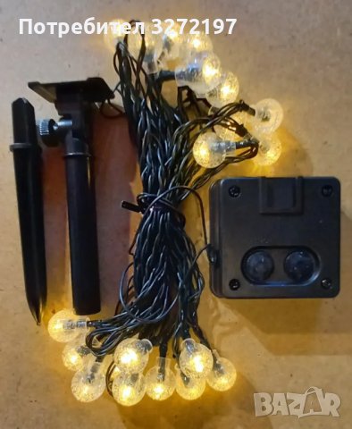 Комплект Лед соларни лампи-топки 20 бр.-5 метра,водоустойчиви,слънчева батерия, снимка 7 - Соларни лампи - 42864480