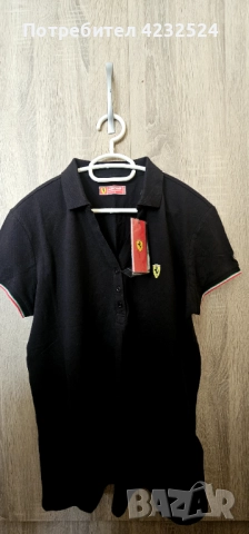 Черна Дамска тениска Ferrari,Перфектна за ежедневието!!