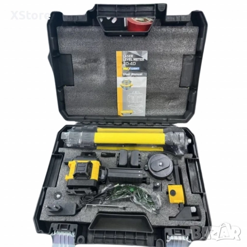 Самонивелиращ Лазерен Нивелир 4D с 16 Линии, Зелен Лазер, Тринога и Куфар, снимка 3 - Друга електроника - 52568646