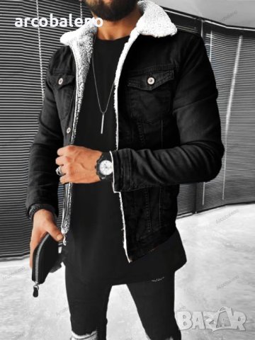 Мъжко дънково яке от удебелен деним в плюшен стил, 4цвята, снимка 4 - Якета - 39733064