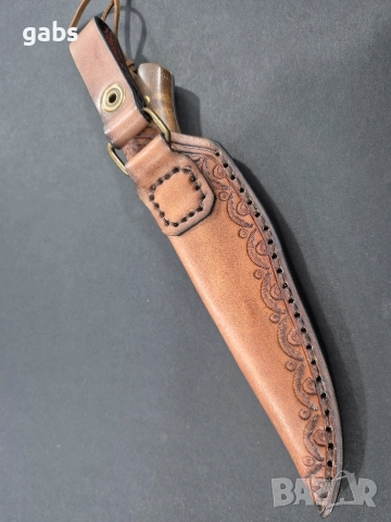 Компактен ловен нож CLRERN,дамаска стомана,фултанг с кожена кания ,LN433, снимка 9 - Ножове - 52949727