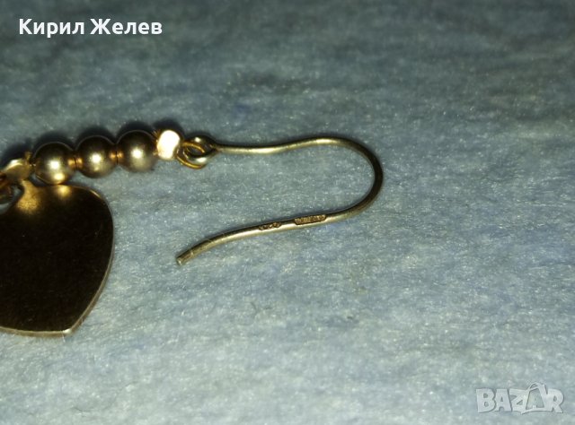 ЕЛЕГАНТНА СЪРЦЕВИДНА ПОЗЛАТЕНА СРЕБЪРНА АРТ ОБЕЦА СРЕБРО 925 със СТОМАНЕНА ВЕРИЖКА 40415, снимка 11 - Обеци - 42405433