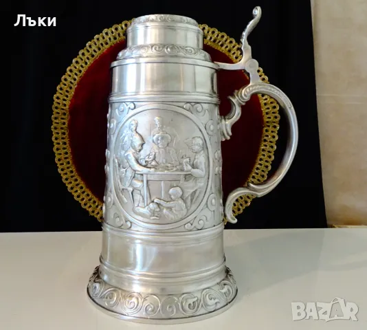 Халба от калай 1.5 л., 1.3 кг.,лов,покер. 