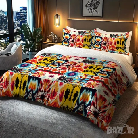 Нов 100% памук спален комплект плик и калъфка ( бохемски стил ), снимка 4 - Спално бельо - 51769697