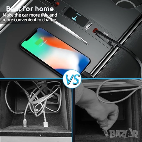 USB хъб, докинг станция с 4 порта за зареждане  за Tesla Model 3, Model Y 2021, 2022 и 2023, снимка 4 - Аксесоари и консумативи - 51473557