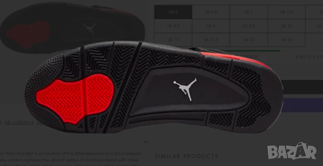 Air Jordan 4 Retro 'Red Thunder' номер 39 оригинални маратонки /кецове , снимка 8 - Маратонки - 50631902