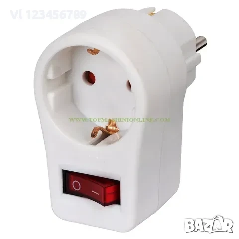 Разклонител без кабел с щепсел и ключ 1 контакт 250 V, 16 A, бял, IP 20
