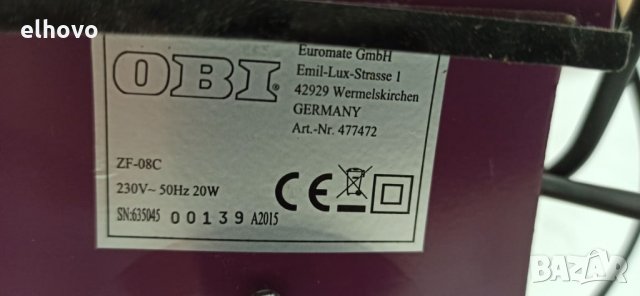 Вентилатор OBI ZF-08C, снимка 5 - Вентилатори - 30573354