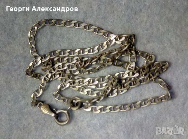 Марков СРЕБЪРЕН ЛАНЕЦ Сребро 925 с БЯЛА ПОЗЛАТА Класическа Плетка. УНИСЕКС модел, снимка 6 - Колиета, медальони, синджири - 52776215