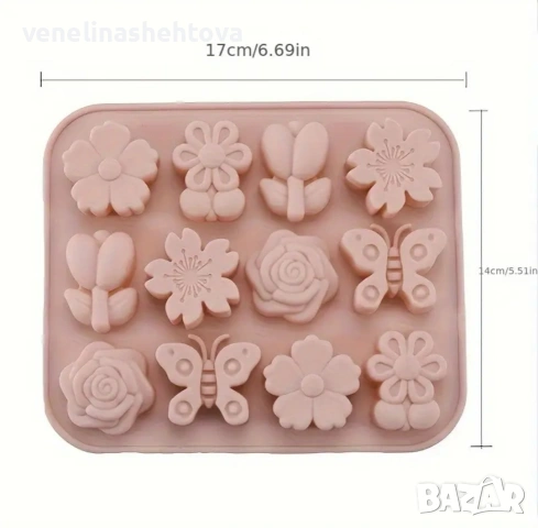Пеперуди цветя лале роза маргаритка силиконов молд шоколад лед гипс смола фондан декорация торта , снимка 4 - Форми - 53144899