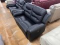 Черни кожени дивани две двойки с релаксиращ механизъм, снимка 10